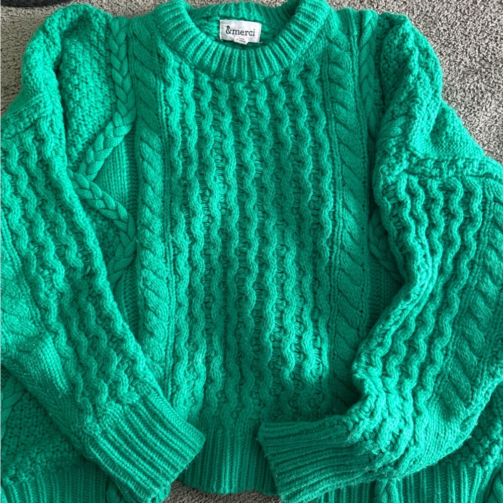 Emerci Teal Cable Knit Sweater